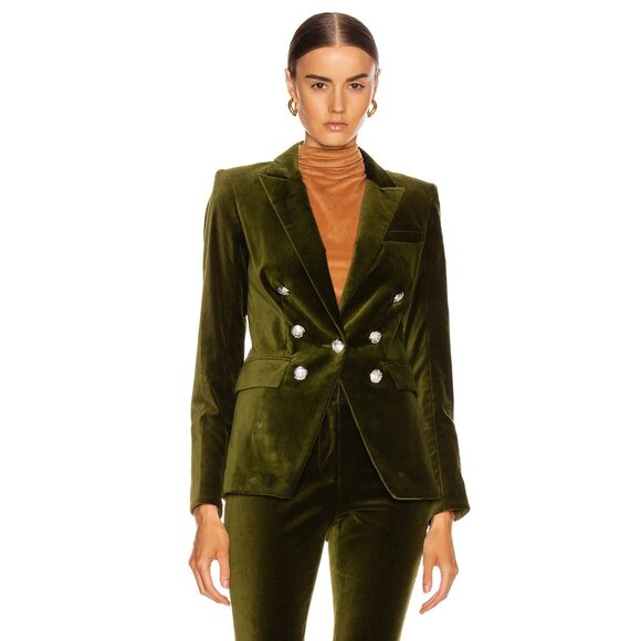 Veronica Beard Jackets & Blazers - Veronica Beard Lawrence Dickey Jacket Velvet Blazer Olive Size 6 NEW NWT